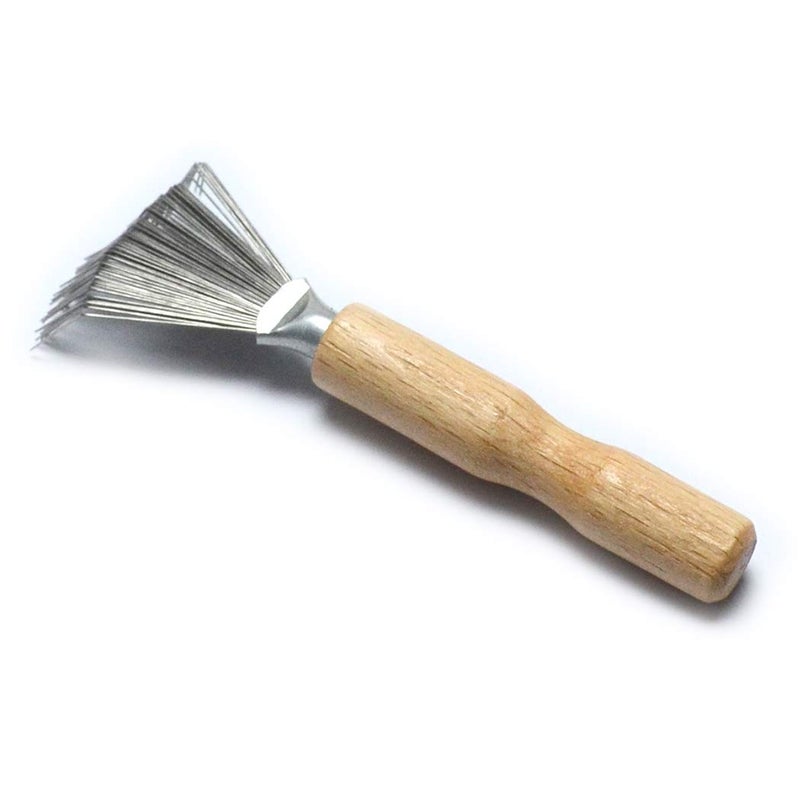 Luwigs Metal Wire Rake Wooden Handle Comb for Home Salon - Hair Dirt Removal Cleaning Tool - Image 5